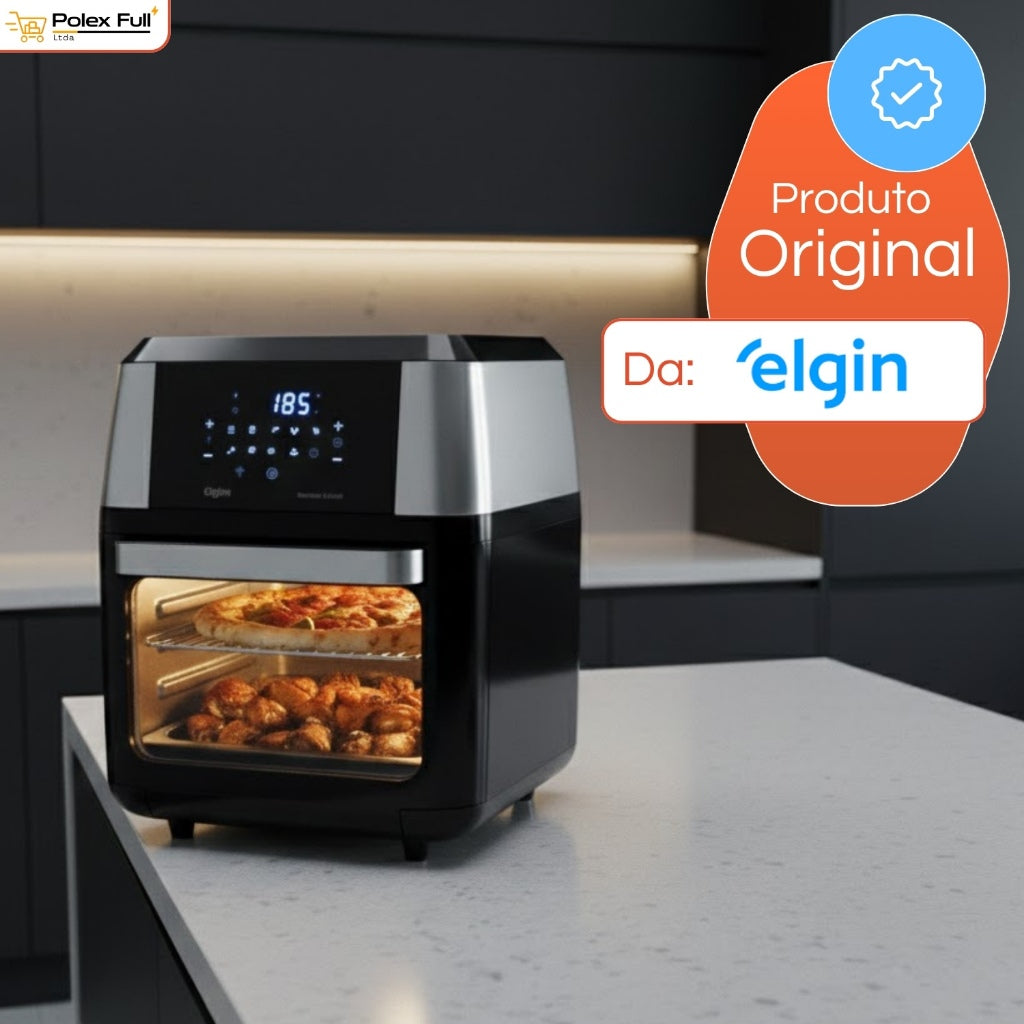 Fritadeira Oven Fry 4 em 1 Elgin Display Digital 12 Litros 1800W + Brinde Jogo Americano