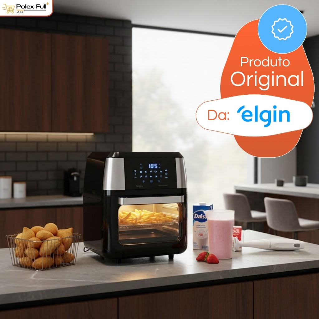 Fritadeira Oven Fry 4 em 1 Elgin Display Digital 12 Litros 1800W + Mixer de Mão Elgin 2 em 1