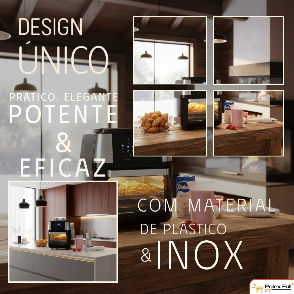 Fritadeira Oven Fry 4 em 1 Elgin Display Digital 12 Litros 1800W + Mixer de Mão Elgin 2 em 1