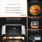 Fritadeira Oven Fry 4 em 1 Elgin Display Digital 12 Litros 1800W + Mixer de Mão Elgin 2 em 1