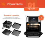 Fritadeira Oven Fry 4 em 1 Elgin Display Digital 12 Litros 1800W + Mixer de Mão Elgin 2 em 1