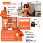 Fritadeira Oven Fry 4 em 1 Elgin Display Digital 12 Litros 1800W + Mixer de Mão Elgin 2 em 1