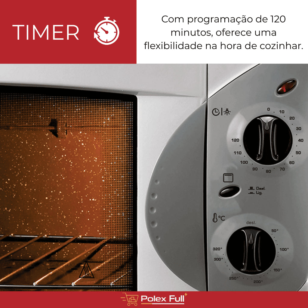 Forno de Bancada Elétrico - Fischer Grill - 44L - Branco - Autolimpante - 50 à 320ºC