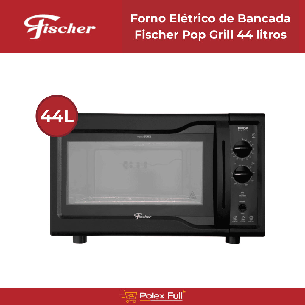 Forno Elétrico De Bancada - Fischer Pop Grill - 44 litros- 1775w - Preto