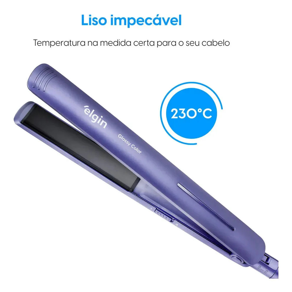 Prancha De Cabelo Glossy Color Elgin Cor Lilás 50W Bivolt