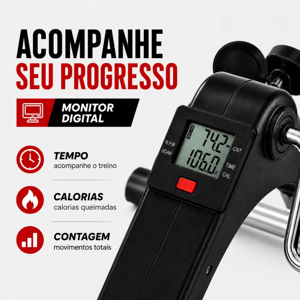 Mini Bicicleta Ergométrica Digital Dobrável Fitness Pedalinho - Polex Full Training - Reabilitação Fisioterapia