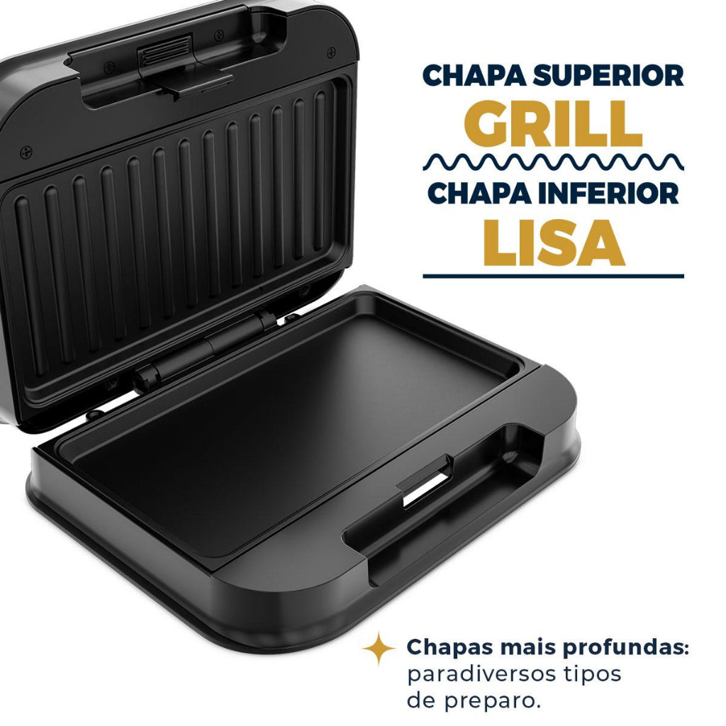 Sanduicheira e Grill Britânia Inox 2 em 1 750W BGR25B