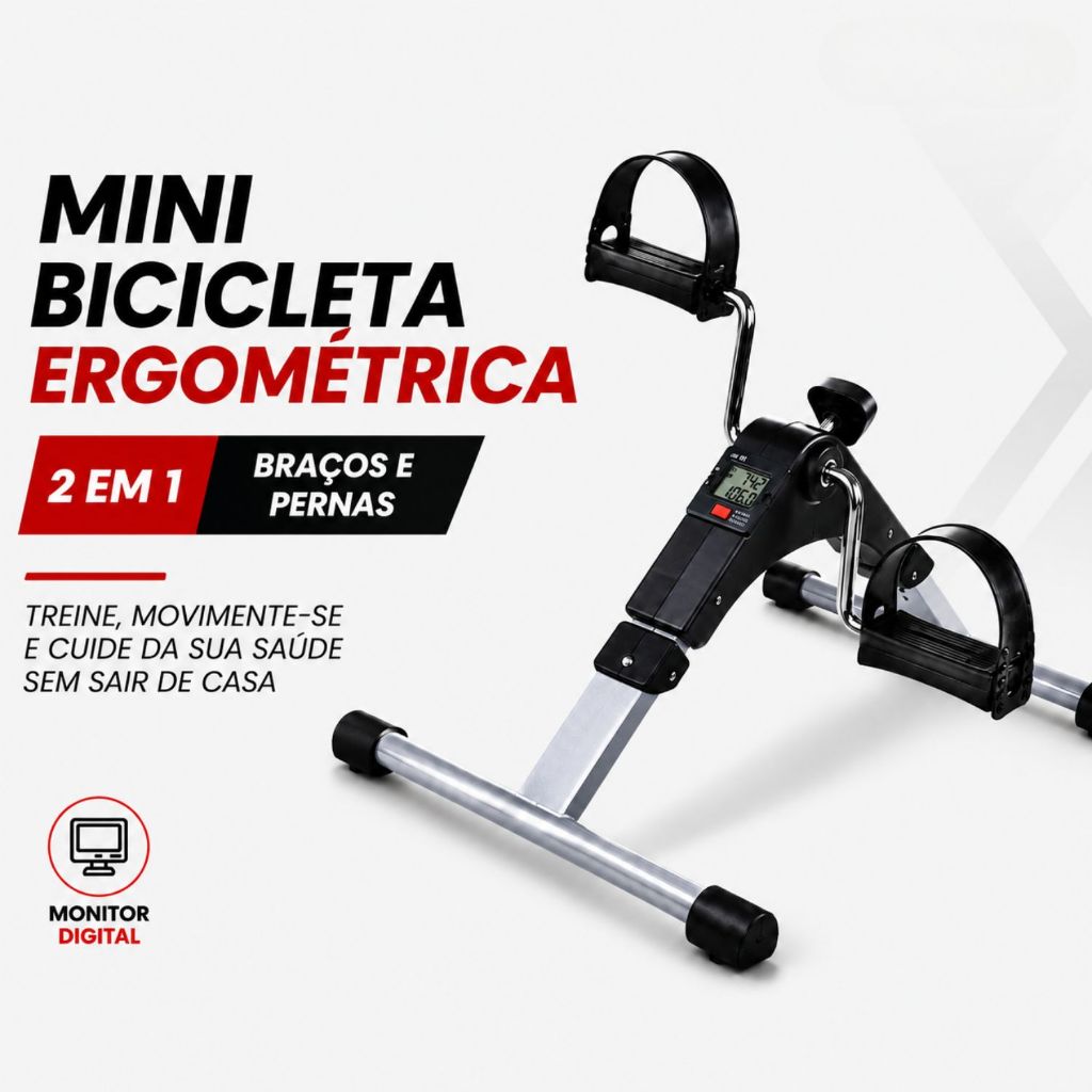 Mini Bicicleta Ergométrica Digital Dobrável Fitness Pedalinho - Polex Full Training - Reabilitação Fisioterapia