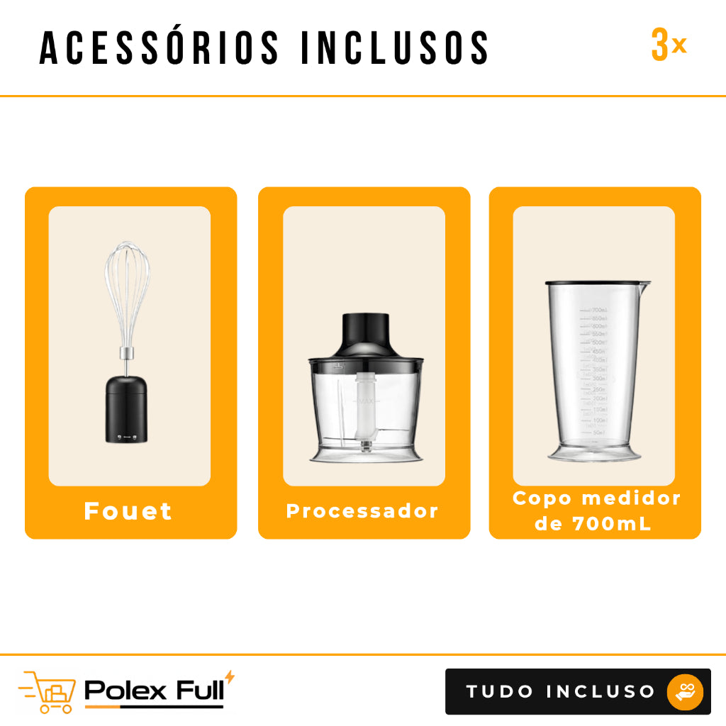 Mixer 1000W 3 em 1 Elgin Power Inox - Batedor Processador