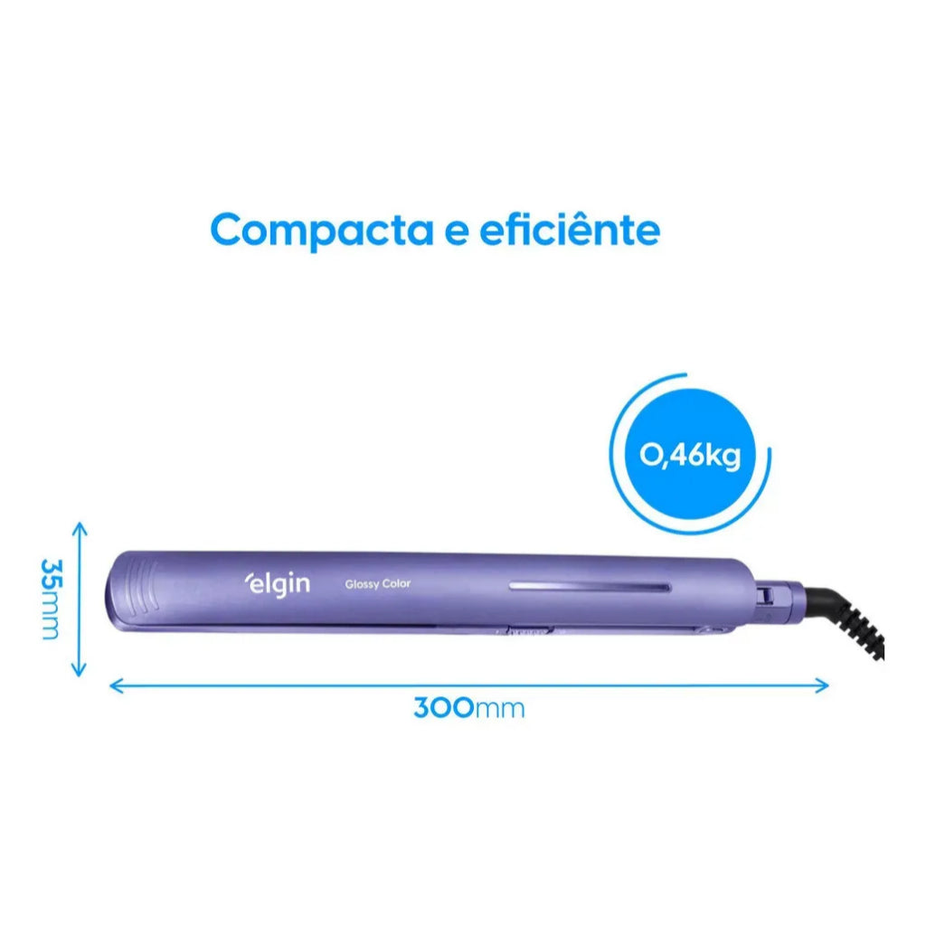 Prancha De Cabelo Glossy Color Elgin Cor Lilás 50W Bivolt