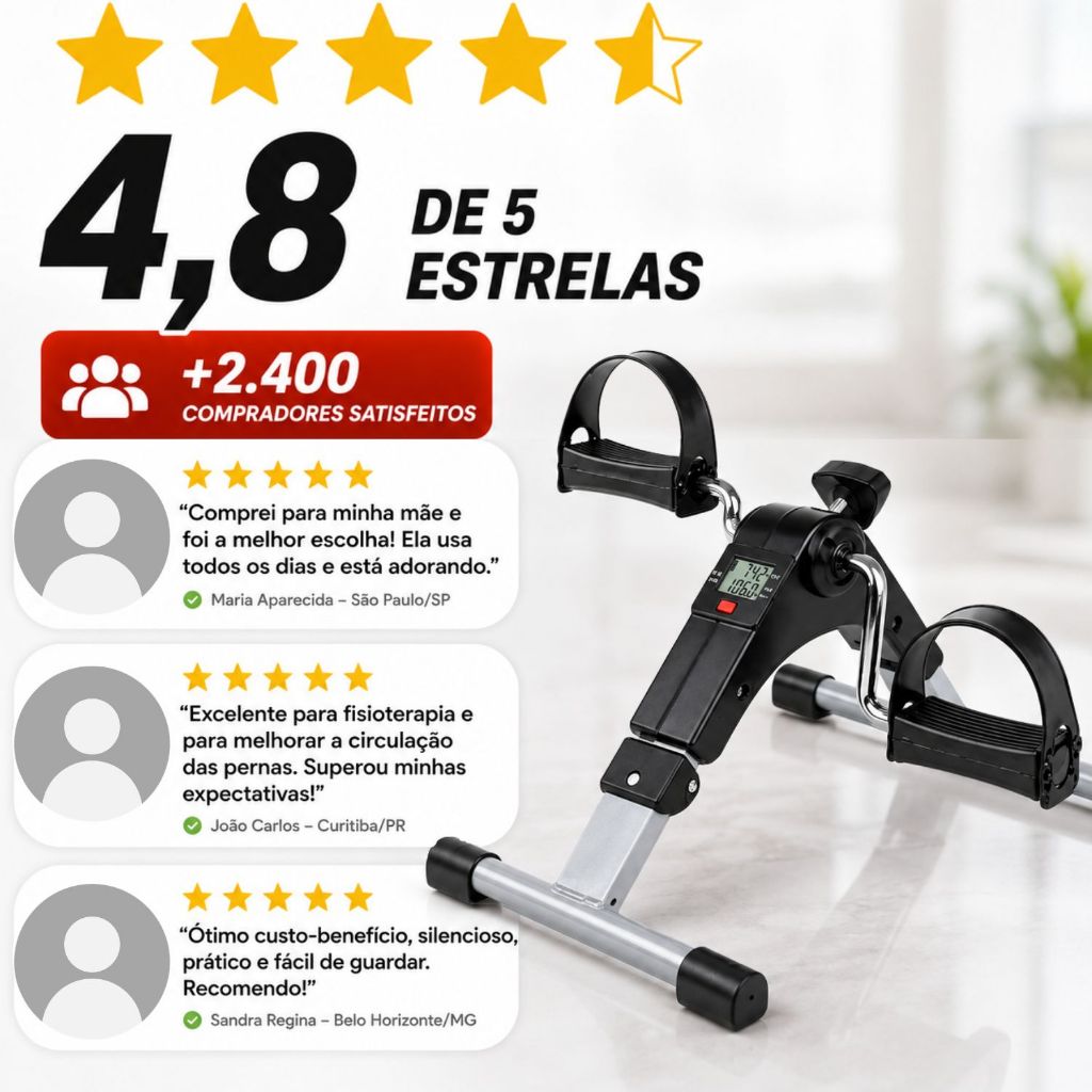 Mini Bicicleta Ergométrica Digital Dobrável Fitness Pedalinho - Polex Full Training - Reabilitação Fisioterapia
