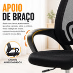 Cadeira de Escritório Giratória Ergonômica Preta, Regulável, Rodinhas Silenciosas