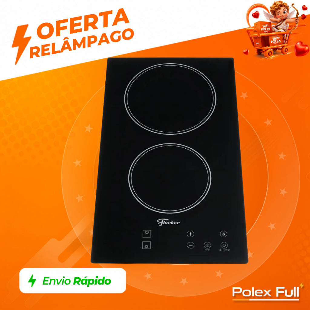 Cooktop Elétrico Fischer 2 Bocas com Touch Screen Vitrocerâmica