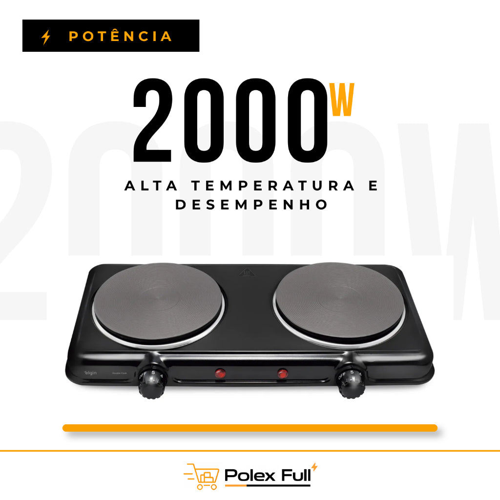 Fogão elétrico de mesa 2 bocas 2.000 watts - Cook For Two Elgin