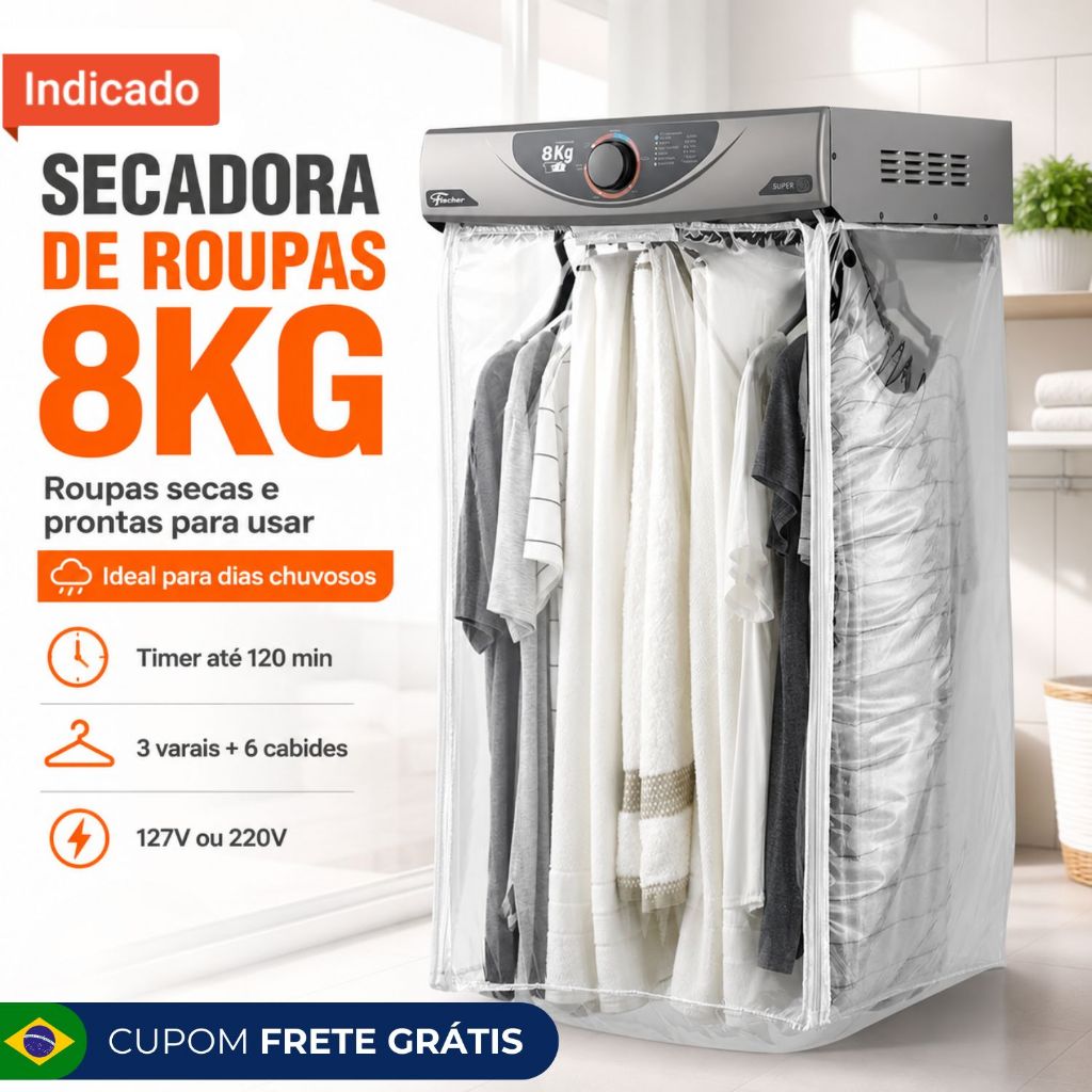 Secadora de Roupas de Parede 8Kg Super Ciclo Silver Fischer