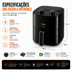 Fritadeira Air Fryer Facilita Fry 3,5 Litros Preta Elgin