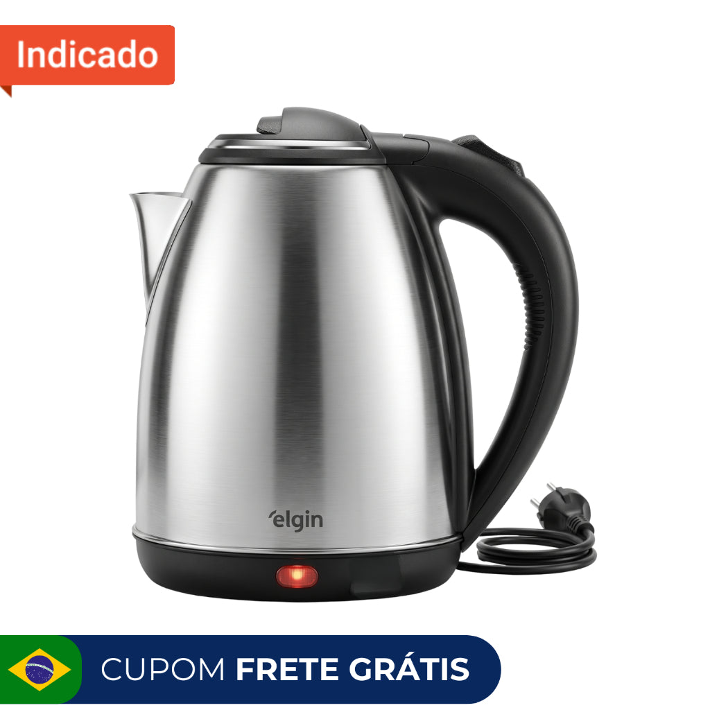Chaleira Elétrica Elgin inox 1,8L com Desligamento Automático - Esquentar Água 110v ou 220v