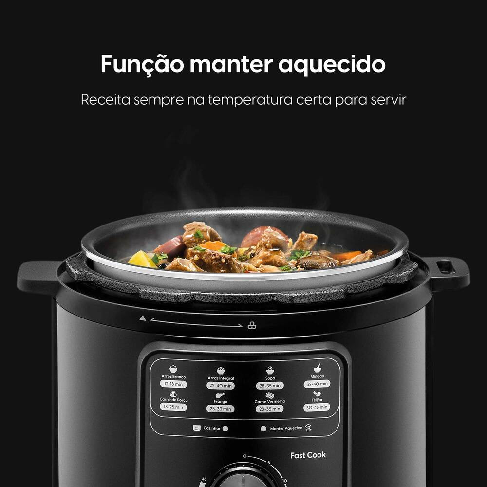 Panela De Pressão Elétrica Fast Cook Preta Elgin - 900w