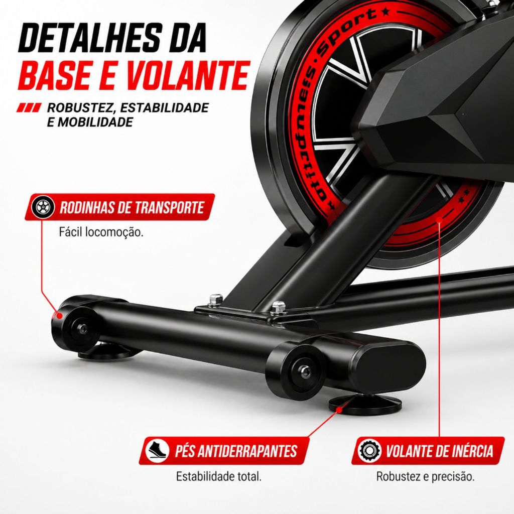 Bicicleta Spinning Ergométrica Exercícios - Monitor Profissional - Suporta até 120kg - Polex Full