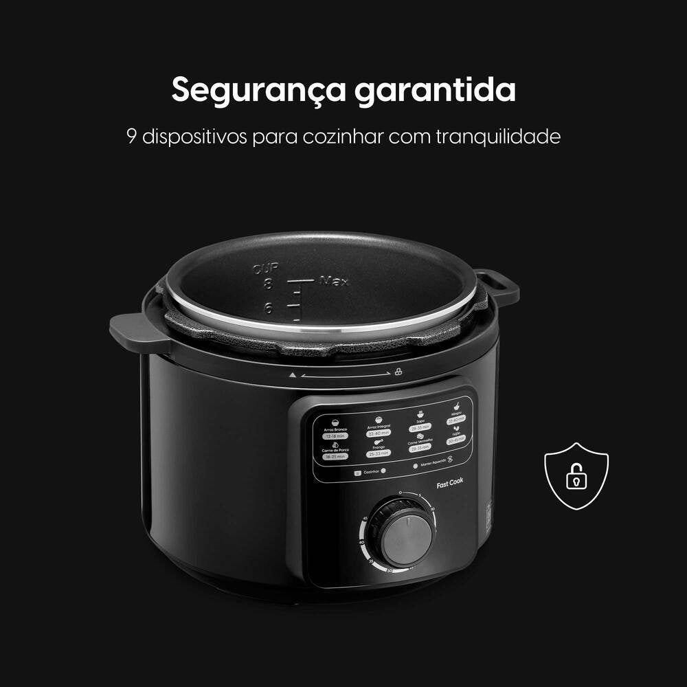 Panela De Pressão Elétrica Fast Cook Preta Elgin - 900w