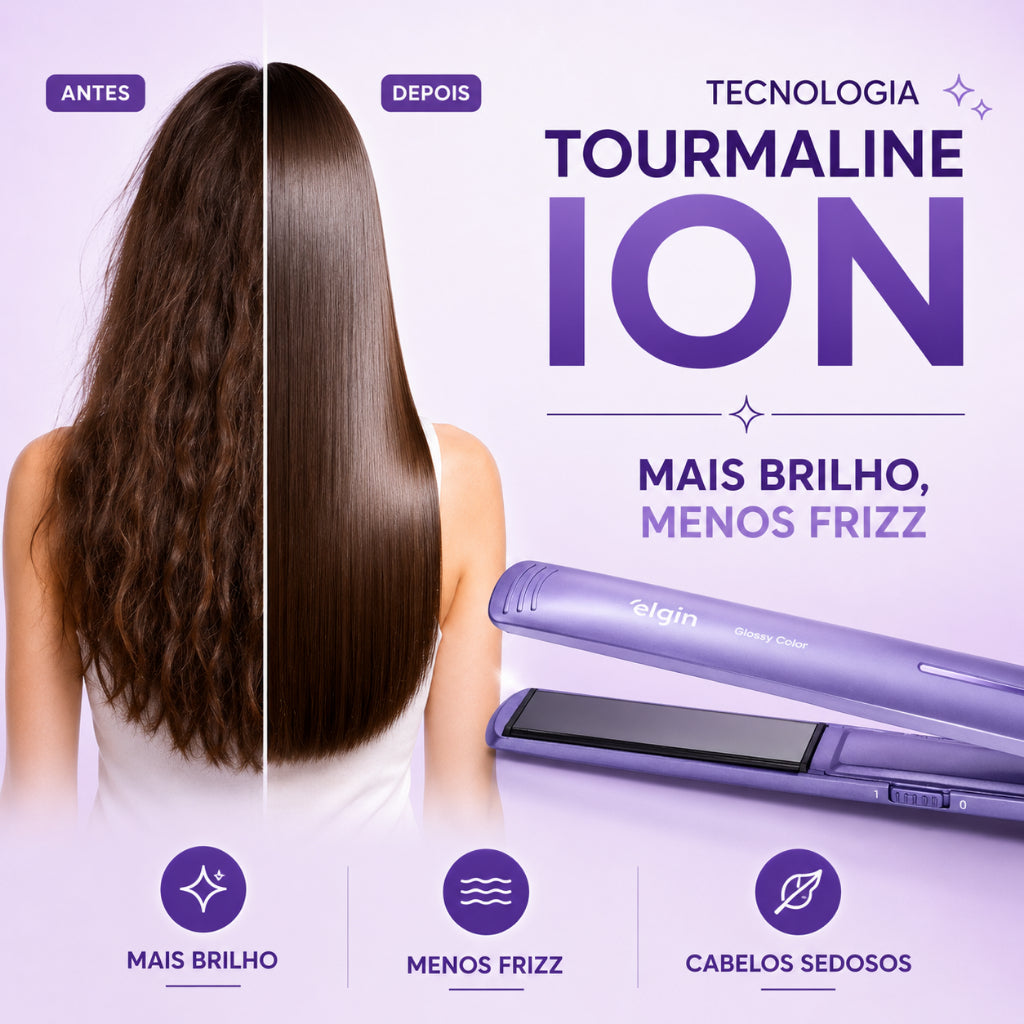 Prancha De Cabelo Glossy Color Elgin Cor Lilás 50W Bivolt