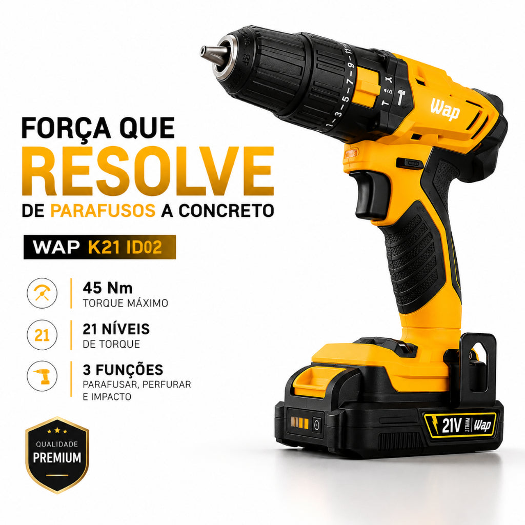 Parafusadeira E Furadeira De Impacto 3/8  Wap K21 Id02 - com Maleta - 127/220v 50/60 Hz