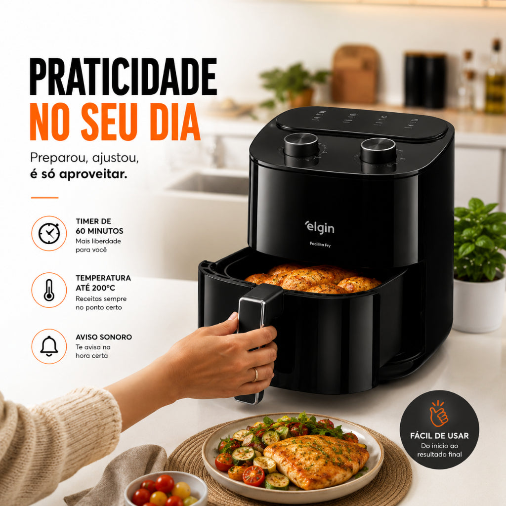 Fritadeira Air Fryer Facilita Fry 3,5 Litros Preta Elgin