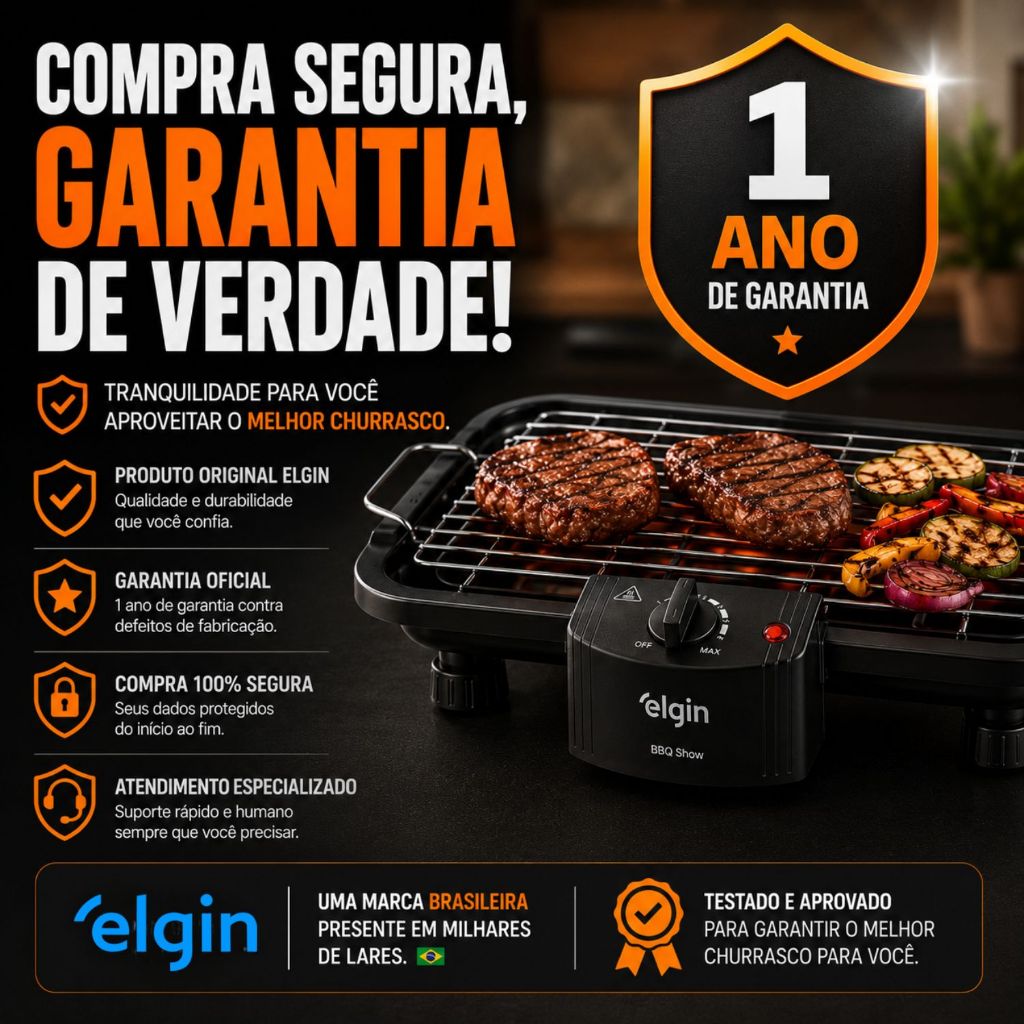 Churrasqueira Elétrica Elgin BBQ Show Mesa Anti-Fumaça