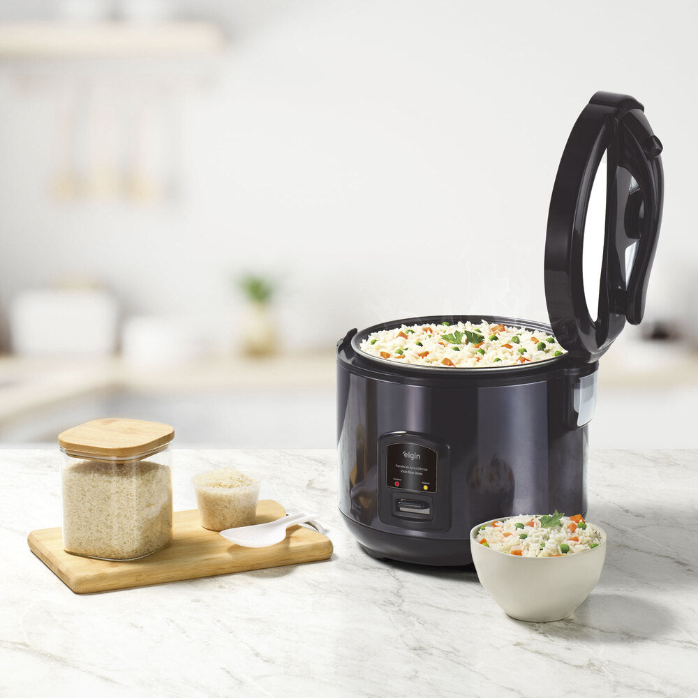 Panela De Arroz Elétrica 127v Elgin Visio Glass 10 Xícaras