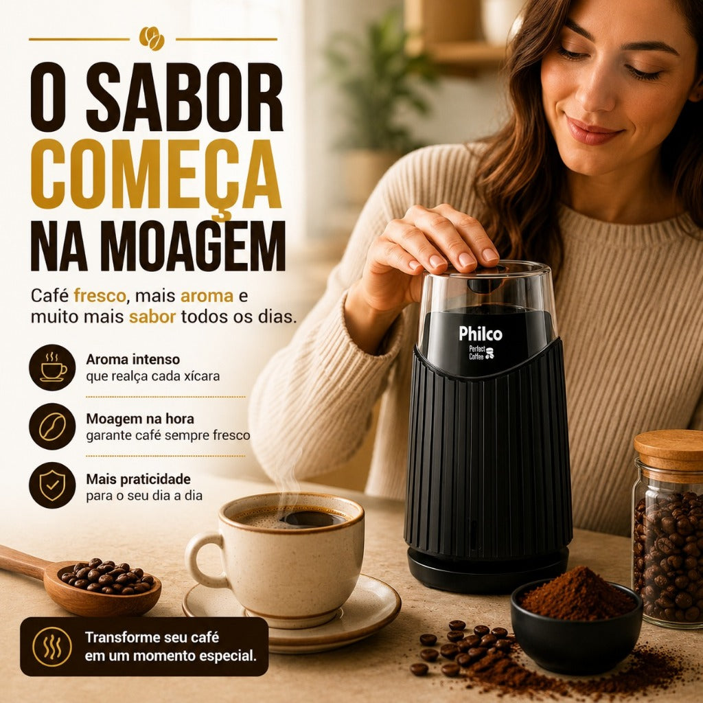 Moedor de Café Philco Perfect Coffee 190W - Prático Café em Fresco Moer Grãos