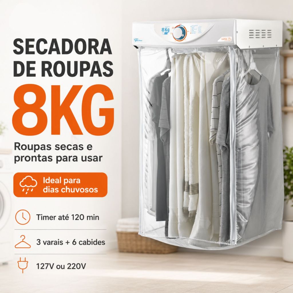 Secadora de Roupas de Parede 8Kg Super Ciclo Branca Fischer