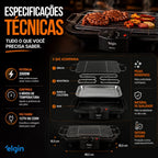 Churrasqueira Elétrica Elgin BBQ Show Mesa Anti-Fumaça