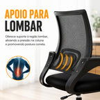 Cadeira de Escritório Giratória Ergonômica Preta, Regulável, Rodinhas Silenciosas