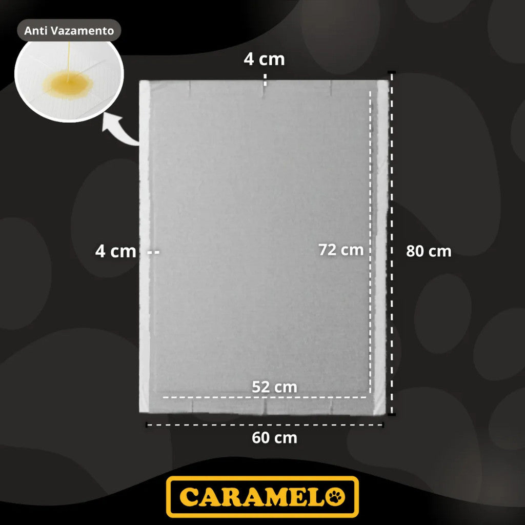 Tapetes Higiênicos Com Carvão Ativado 90 unidades Tamanho 80x60 para Cachorros - Caramelo