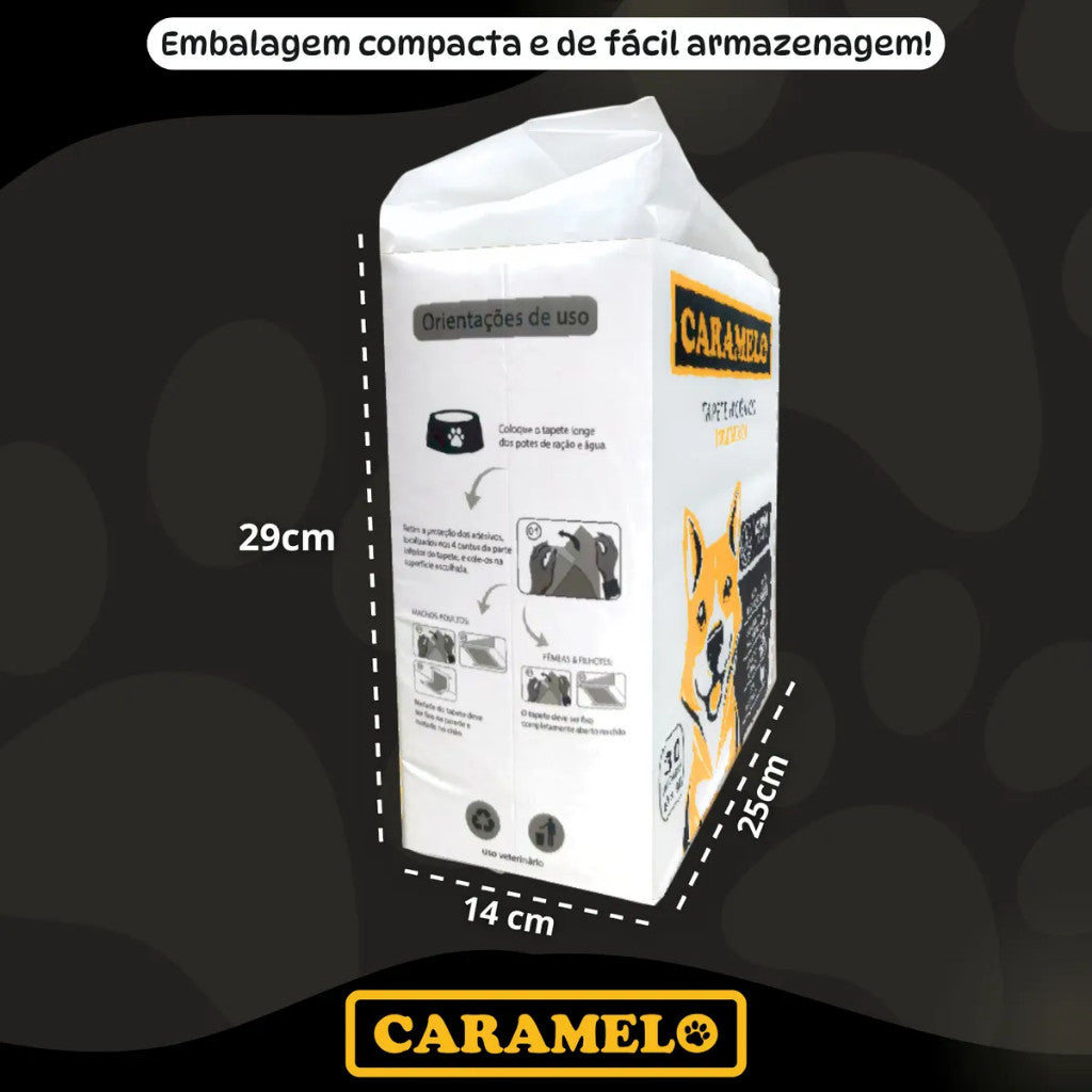 Tapetes Higiênicos Com Carvão Ativado 90 unidades Tamanho 80x60 para Cachorros - Caramelo