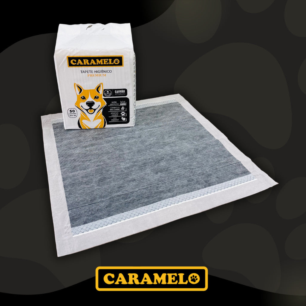 Tapetes Higiênicos Com Carvão Ativado 90 unidades Tamanho 80x60 para Cachorros - Caramelo