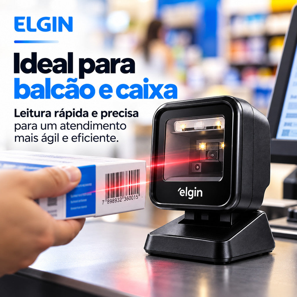 Leitor De Código De Barras Fixo Elgin El8600ia 8m/s Cor Preto