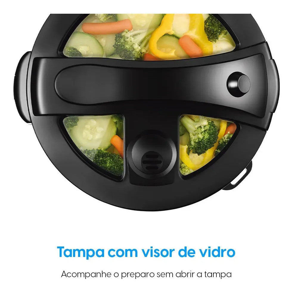 Elgin Visio Glass Panela de Arroz Elétrica 5 Xícaras 400W Tampa de Vidro Função Vapor