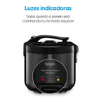 Elgin Visio Glass Panela de Arroz Elétrica 5 Xícaras 400W Tampa de Vidro Função Vapor