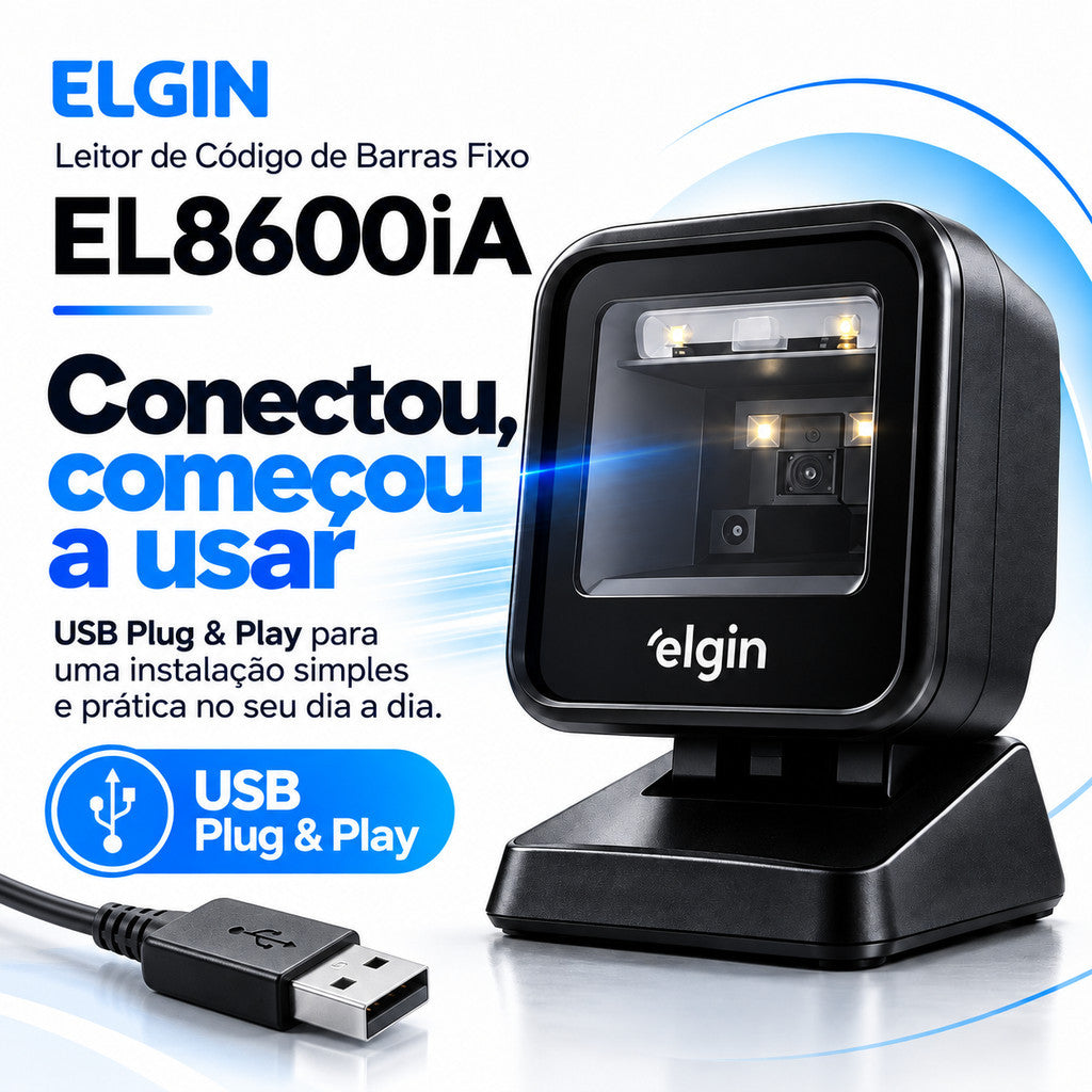 Leitor De Código De Barras Fixo Elgin El8600ia 8m/s Cor Preto