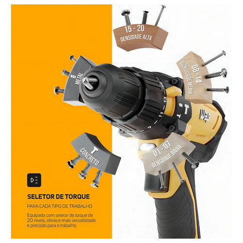 Parafusadeira E Furadeira De Impacto 3/8  Wap K21 Id02 - com Maleta - 127/220v 50/60 Hz