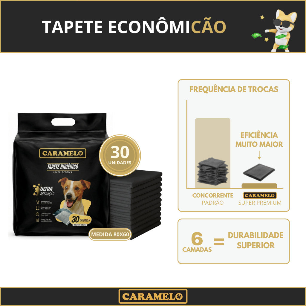 Tapete Higiênico Super Premium Com Carvão Ativado - Black - Anti Odor - Caramelo